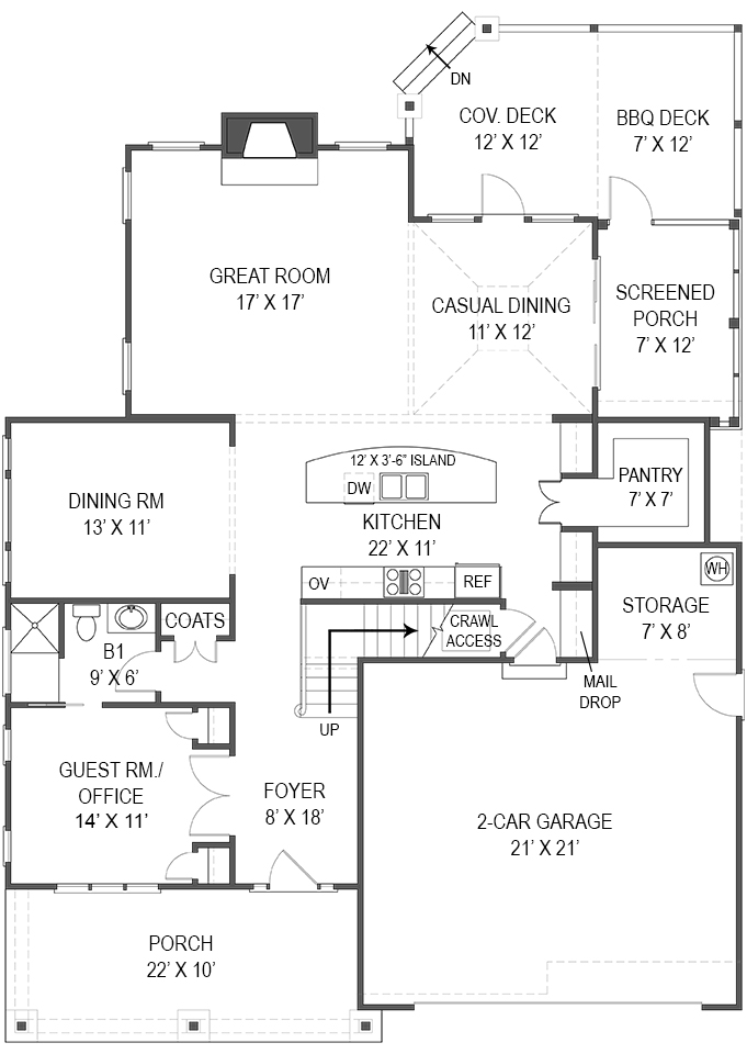 First Floor Plan image of Hollybrook House Plan