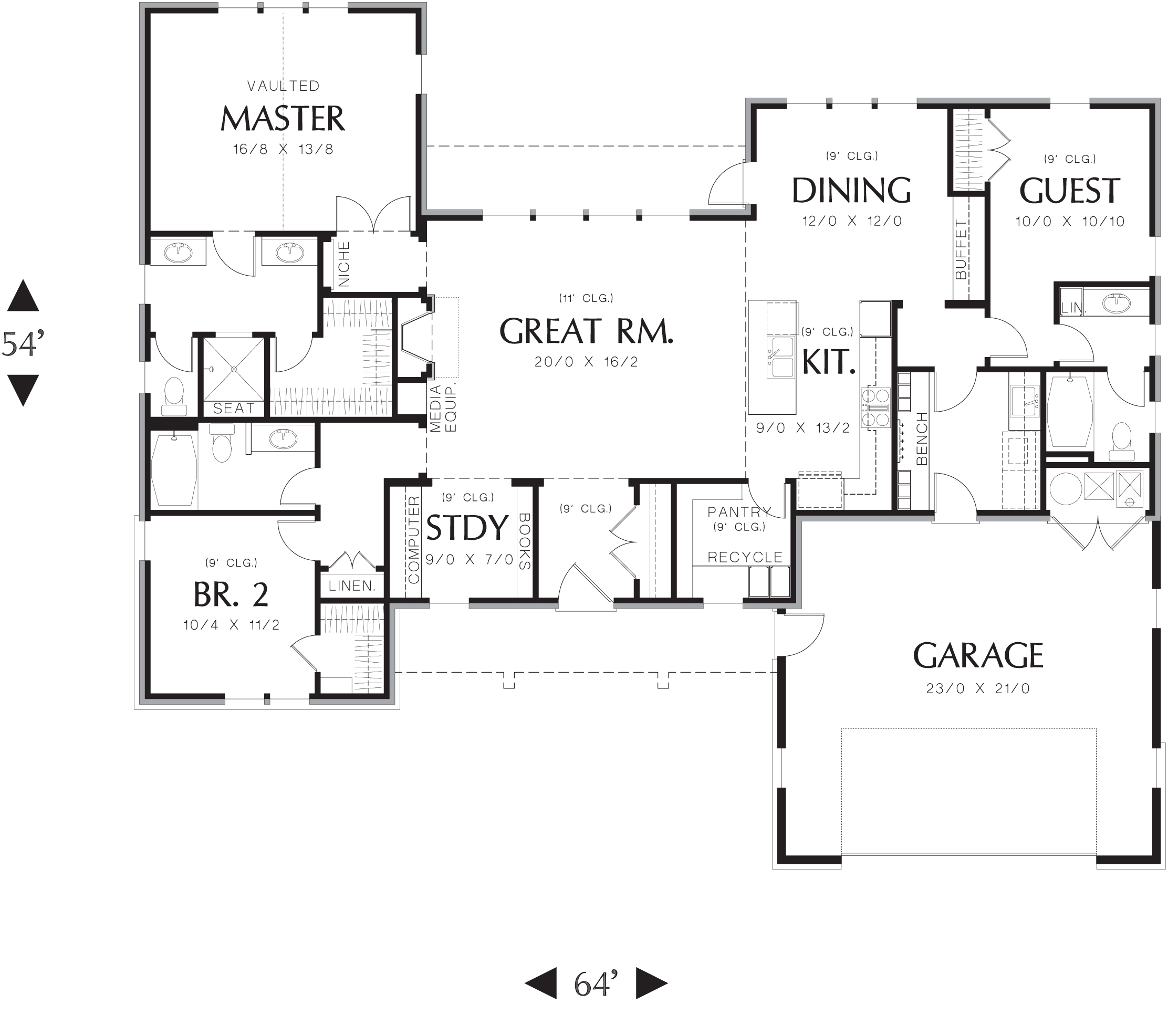 Main FLoor Plan image of Merriwether House Plan