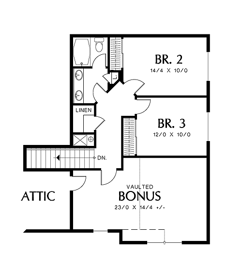 Second Floor Plan image of West Bridgewater House Plan