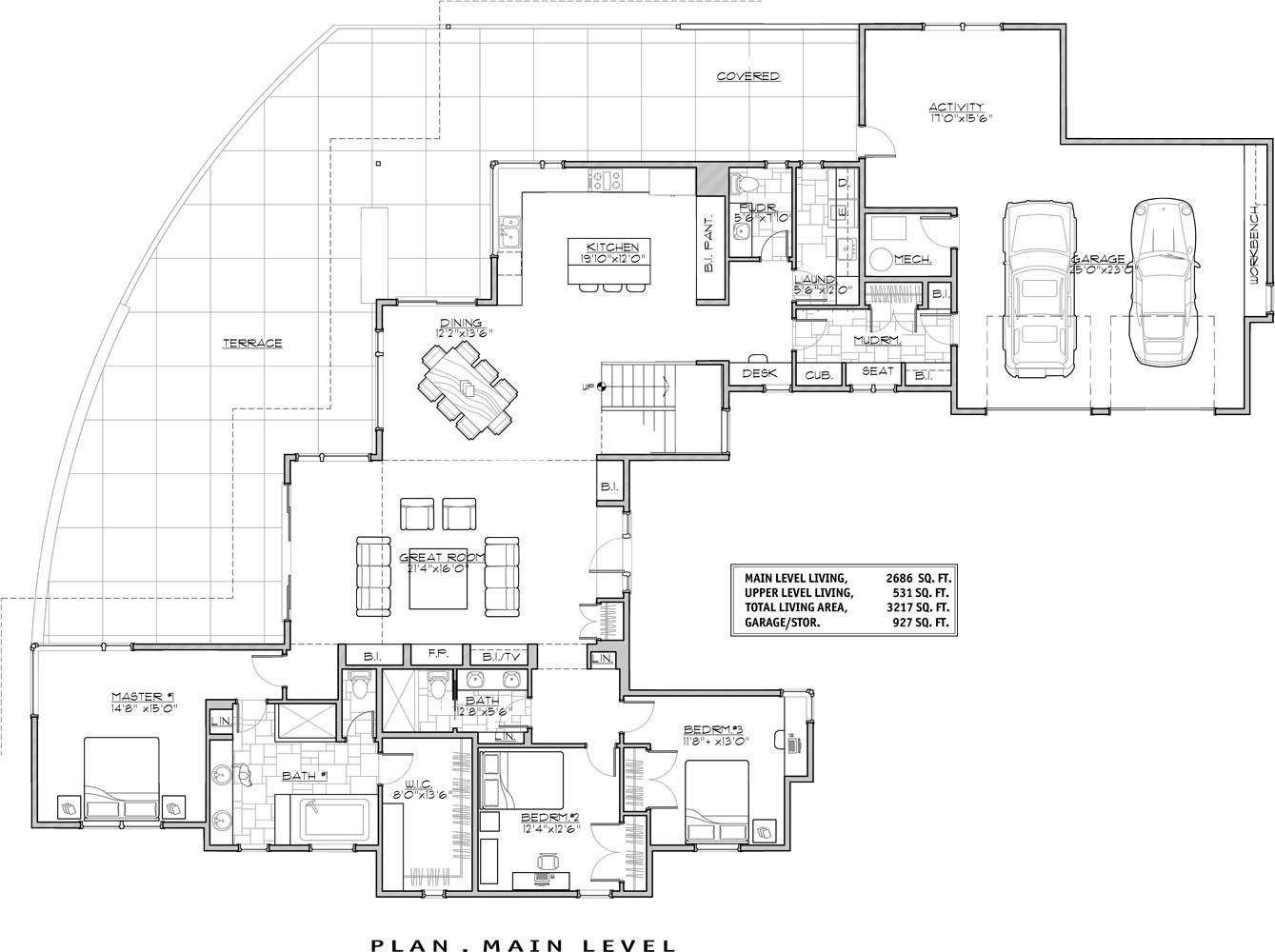 1st Floor Plan image of Luxury Contemporary House Plan