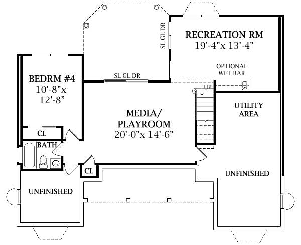 Optional Walk-out Basement Plan image of Affordable Ranch House Plan