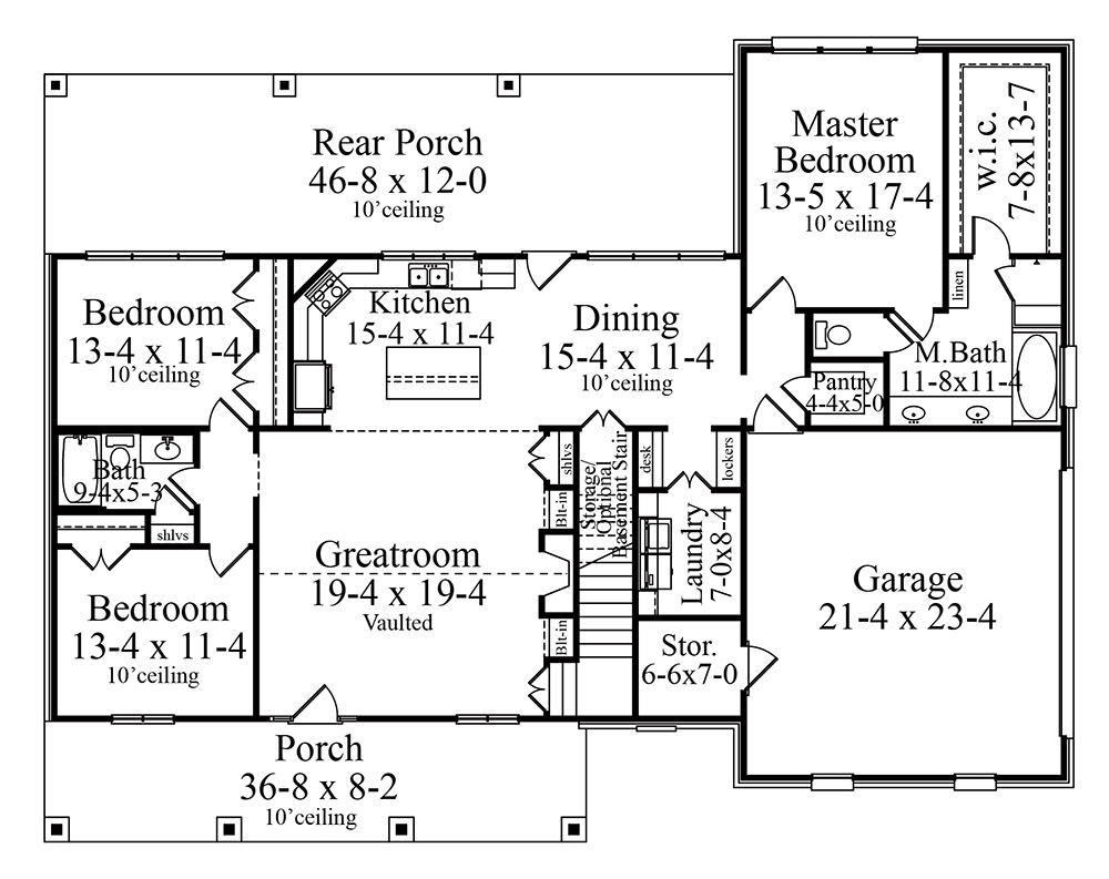 First Floor Plan image of Carson House Plan