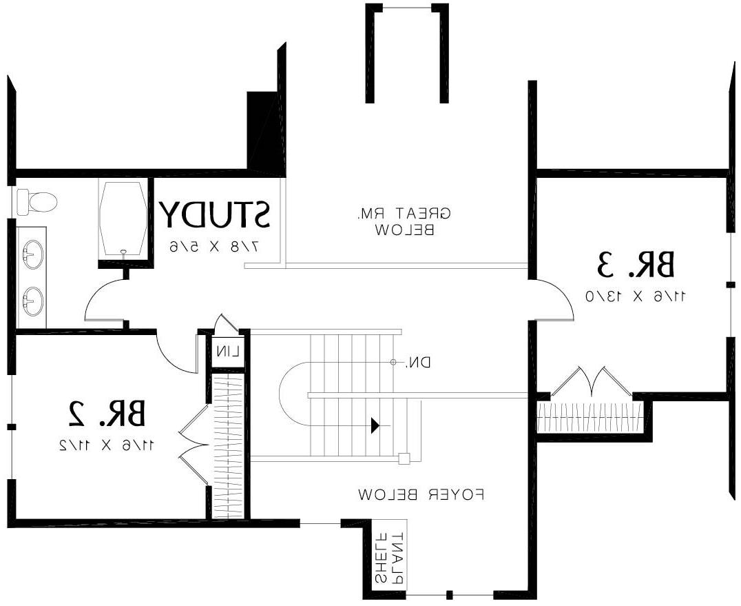 Upper Floor image of Waterboro House Plan
