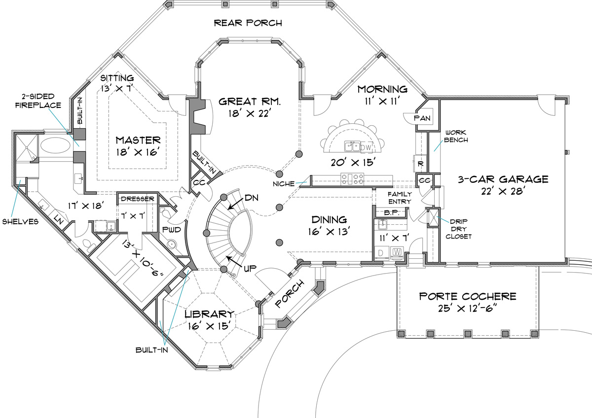 First Floor Plan image of Stone Pond House Plan