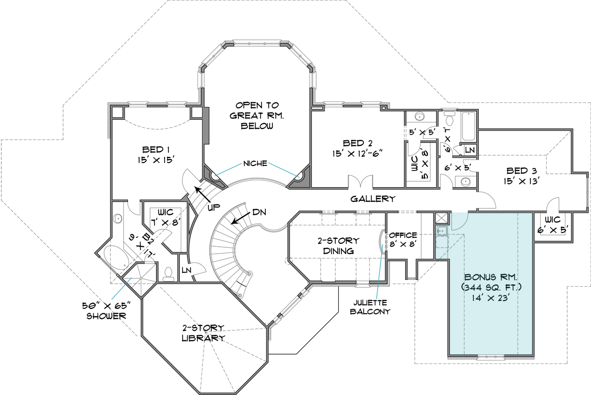 Second Floor Plan image of Stone Pond House Plan