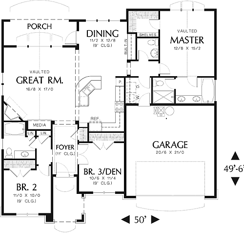 First Floor Plan image of Shelton House Plan