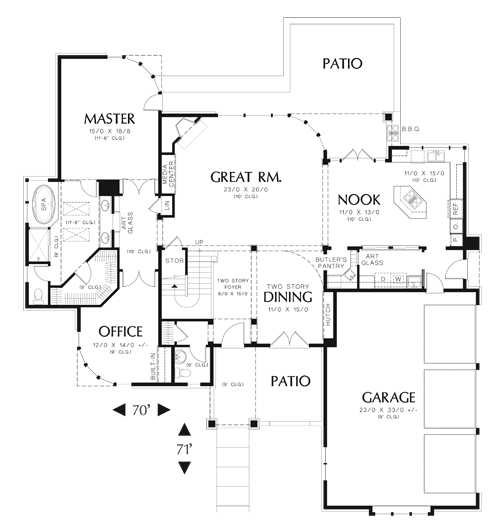 First Floor Plan image of West Newbury House Plan