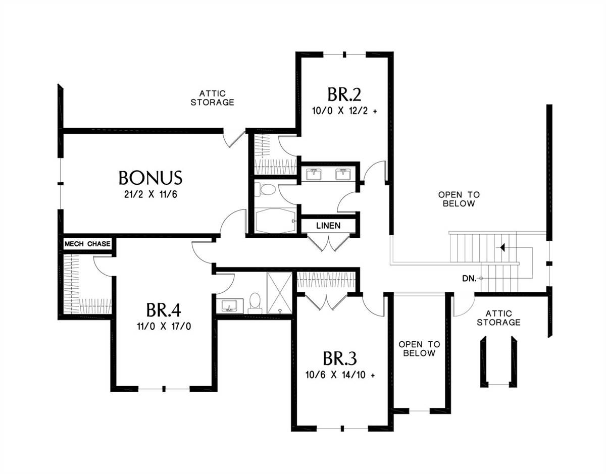 Upper Floor Plan image of Louisville House Plan
