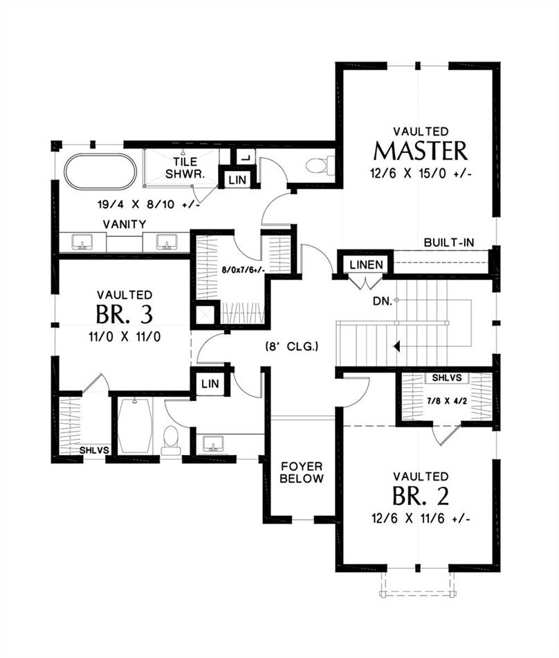Upper Floor Plan image of Merryviille House Plan