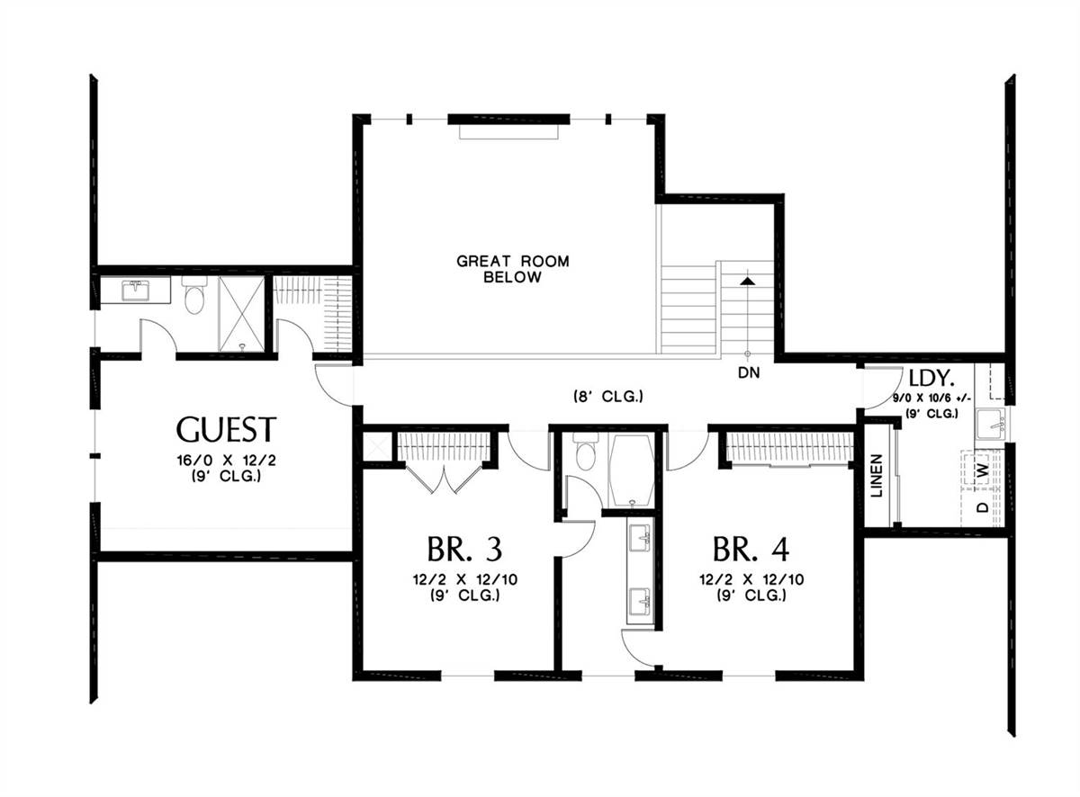 Upper Floor Plan image of Harrisville House Plan
