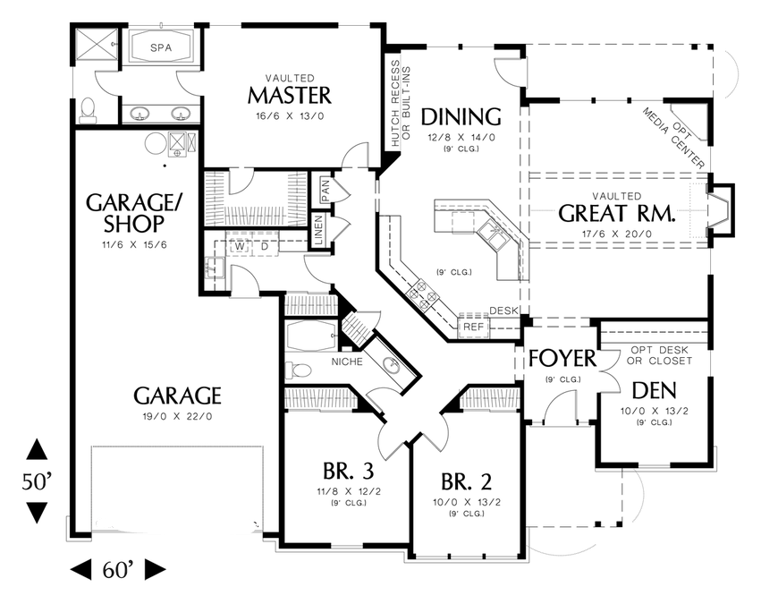 First Floor Plan image of Harlow House Plan