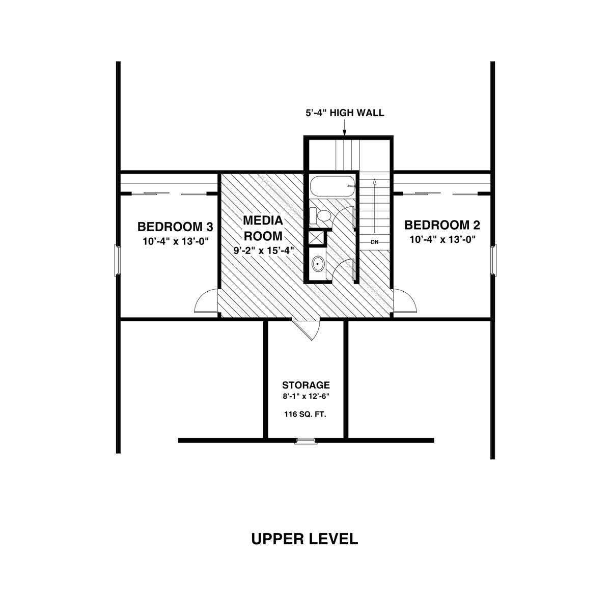 Upper Level Floor Plan image of The Greystone Cottage House Plan