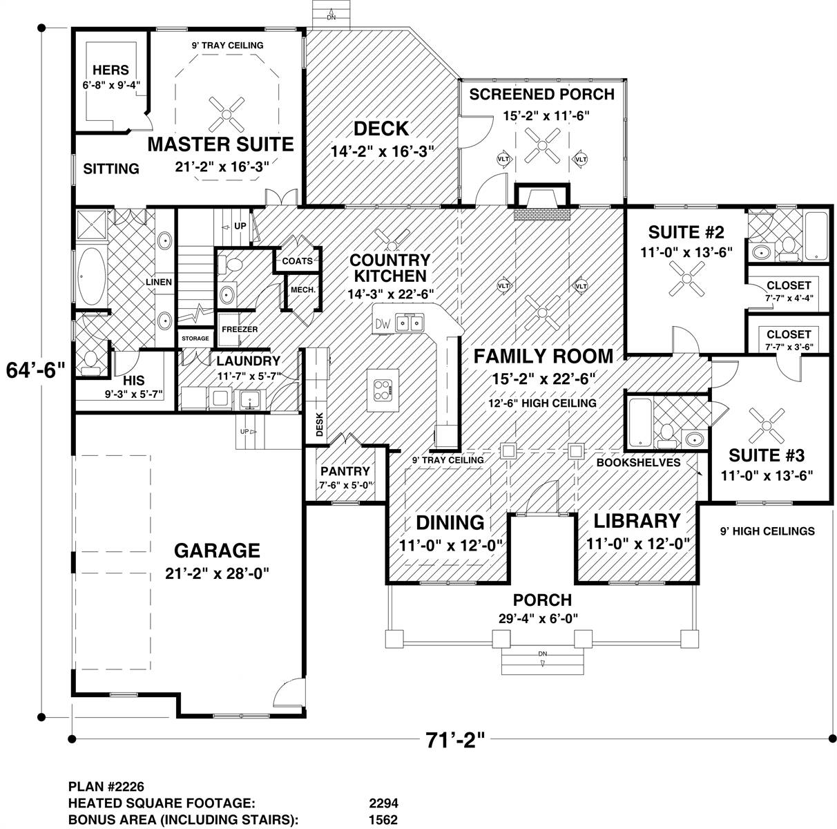 Main Level Floor Plan image of The Charleston Carriage House Plan