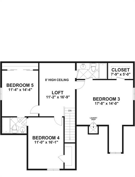 Upper Floorplan image of The Cascade Cottage House Plan
