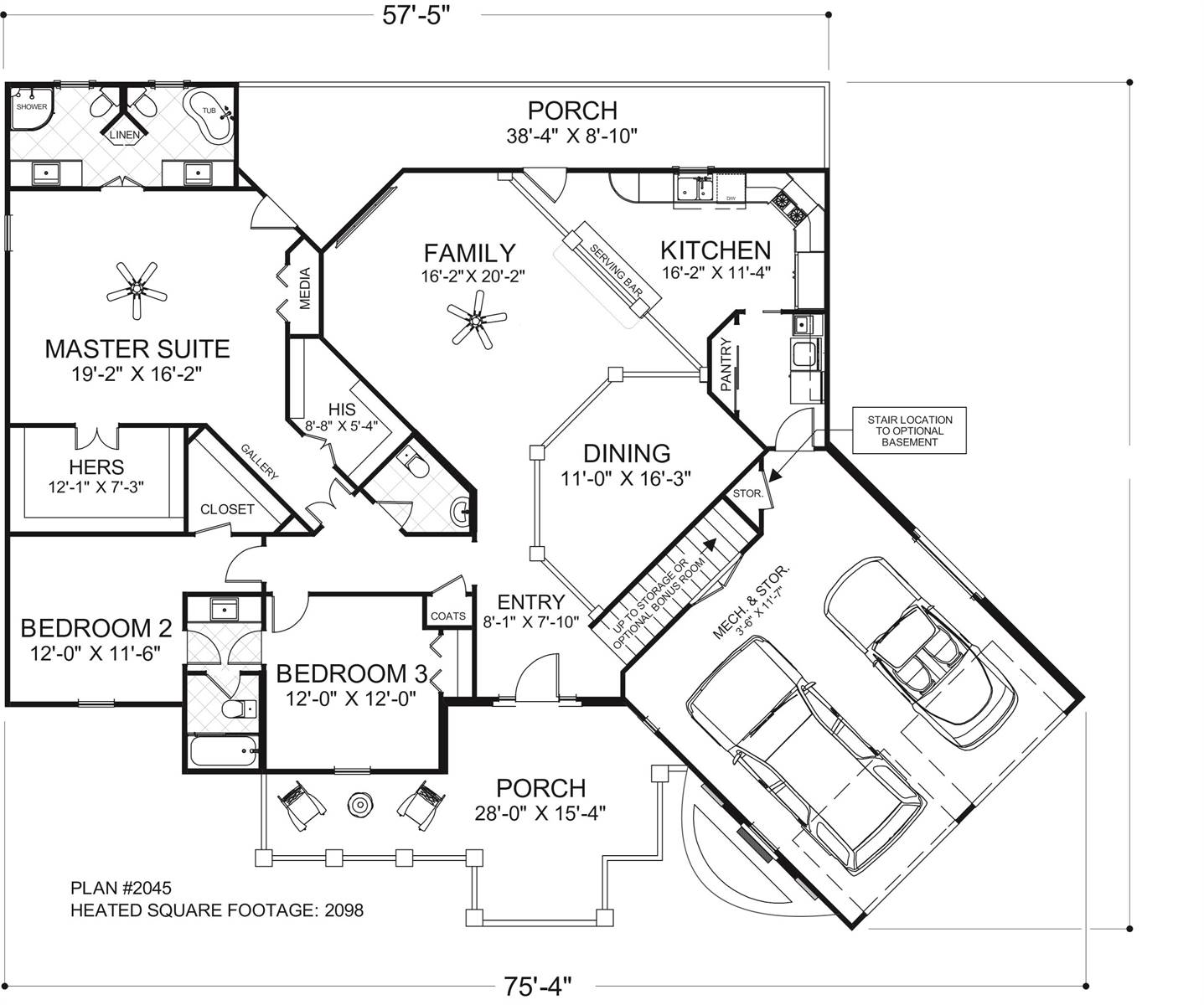 Main Level Floor Plan image of The Windy Hill House Plan