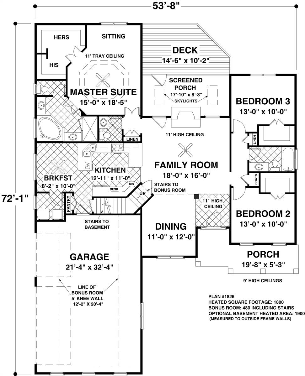 Main Floor Plan image of The Blue Ridge House Plan