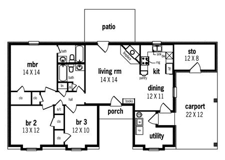 First Floor Plan image of Fountain Hill - 1202 House Plan