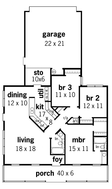 First Floor Plan image of Monticello - 1217 House Plan