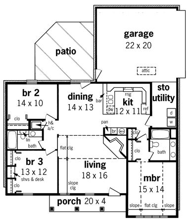 First Floor Plan image of Jordan - 1311 House Plan
