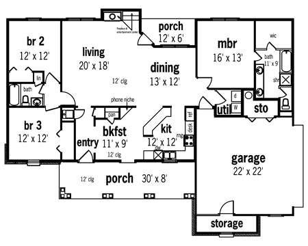 First Floor Plan image of Weston vineyard-1712 House Plan