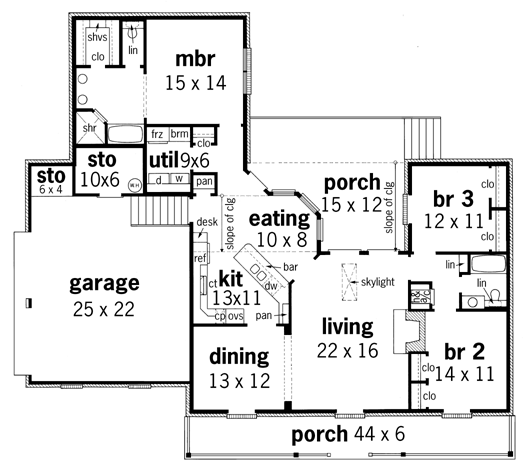 First Floor Plan image of Jefferson - 1823 House Plan