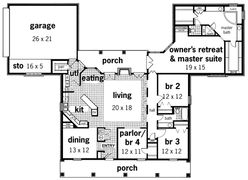 First Floor Plan image of Rosedown-2306 House Plan