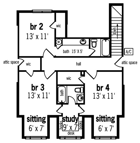 Second Floor Plan image of Altamont-2508 House Plan
