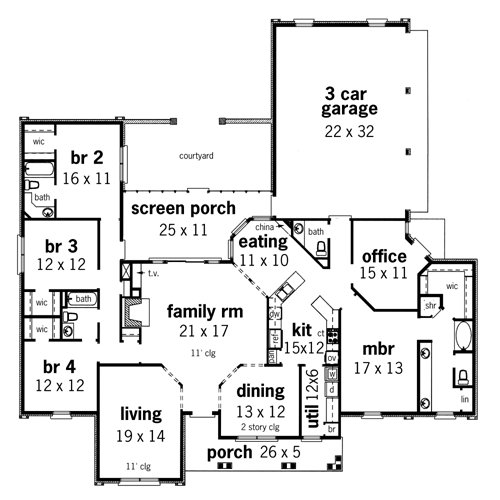 First Floor Plan image of Corinth-2611 House Plan