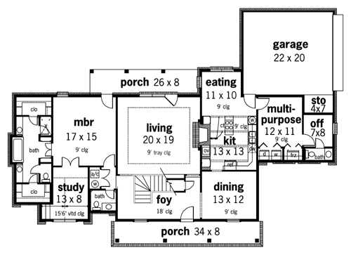 First Floor Plan image of Brandywine Place-2900 House Plan