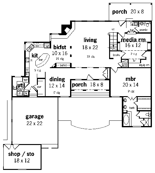 First Floor Plan image of Sun Down-3001 House Plan