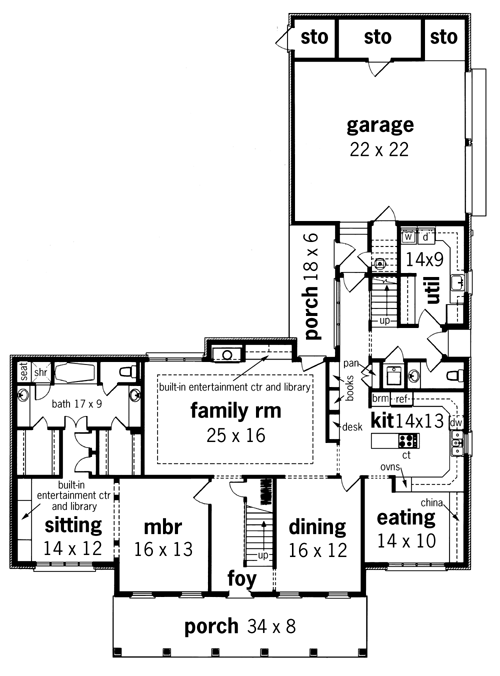 First Floor Plan image of Roselawn-3007 House Plan