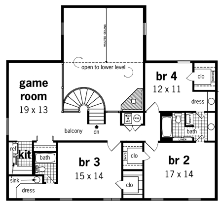 Second Floor Plan image of Audubon-3300 House Plan