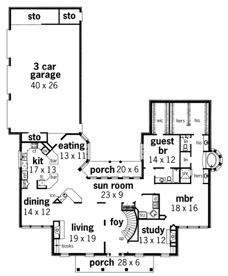 First Floor Plan image of Auburn Hall-3304 House Plan