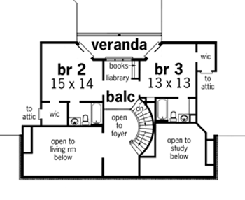 Second Floor Plan image of Auburn Hall-3304 House Plan