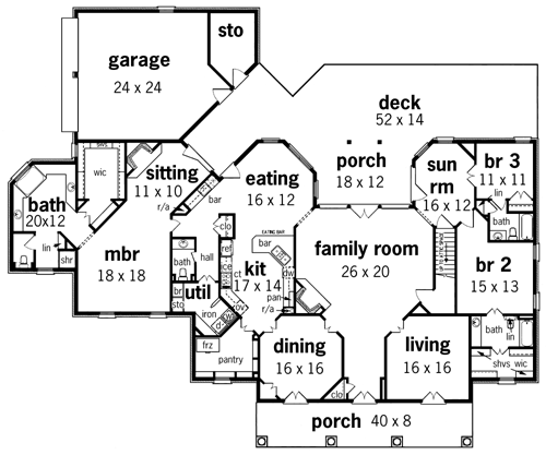 First Floor Plan image of Mansfield-3600 House Plan