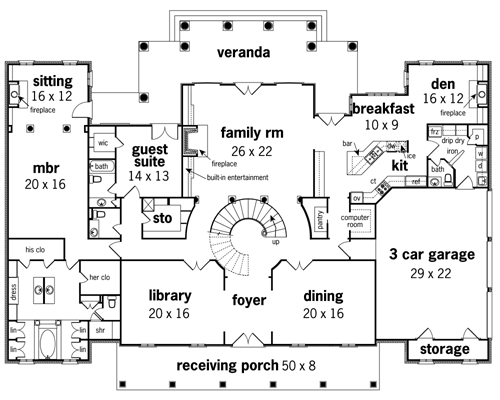 First Floor Plan image of Magnolia Place-5400 House Plan