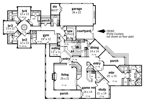 First Floor Plan image of El Dorado-6000 House Plan