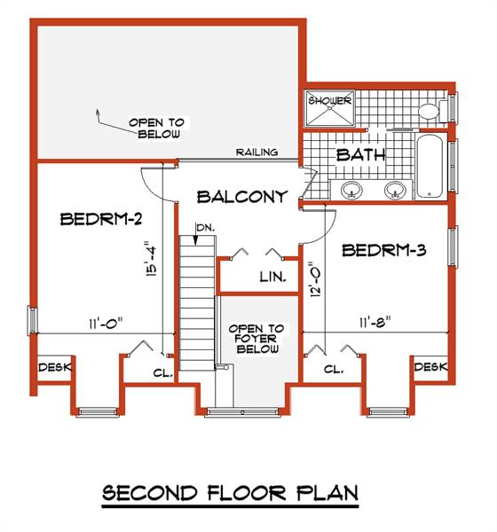 Second Floor Plan image of ANGEL House Plan