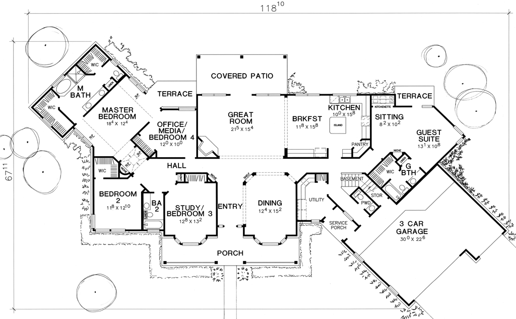 First Floor Plan image of The Ross House Plan