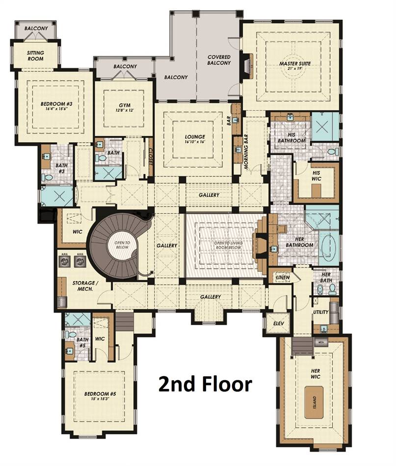 2nd Floor Plan image of Treviso Bay House Plan