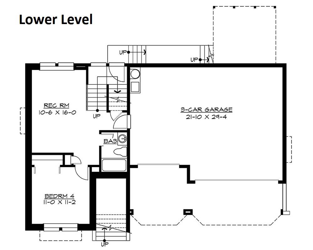 Lower Floor image of Eastview House Plan