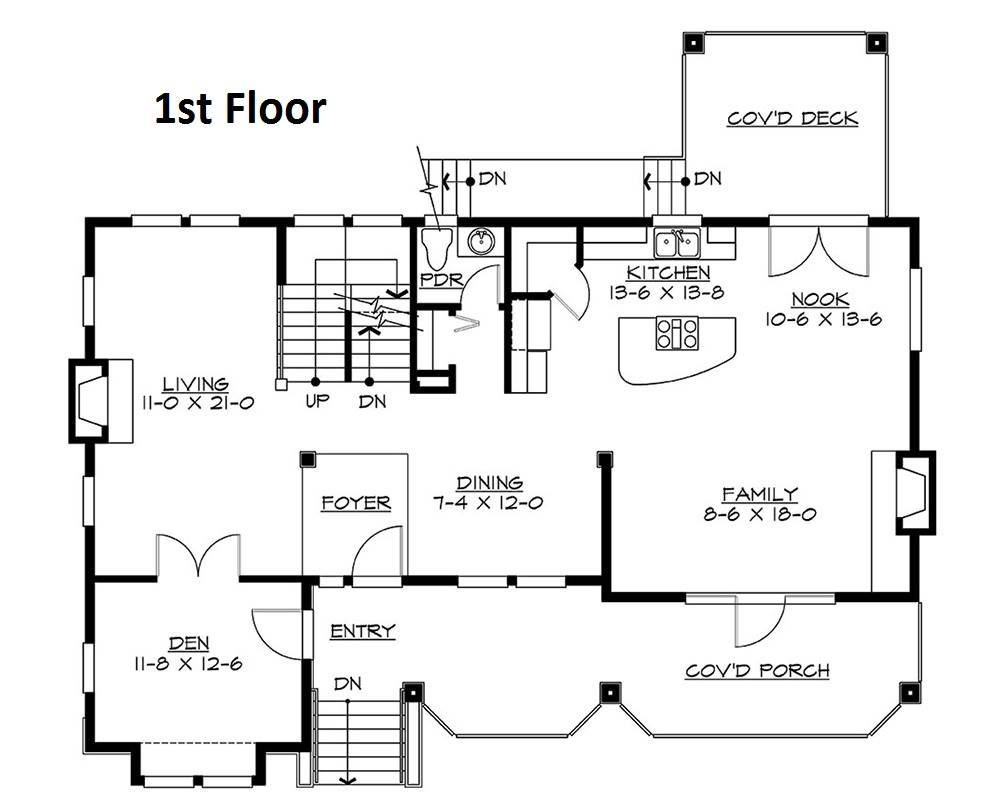 1st Floor Plan image of Eastview House Plan