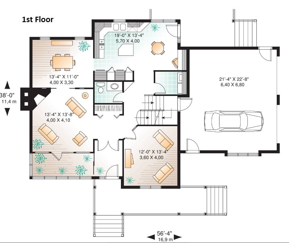 1st Floor Plan image of The Ridgewood 2 House Plan