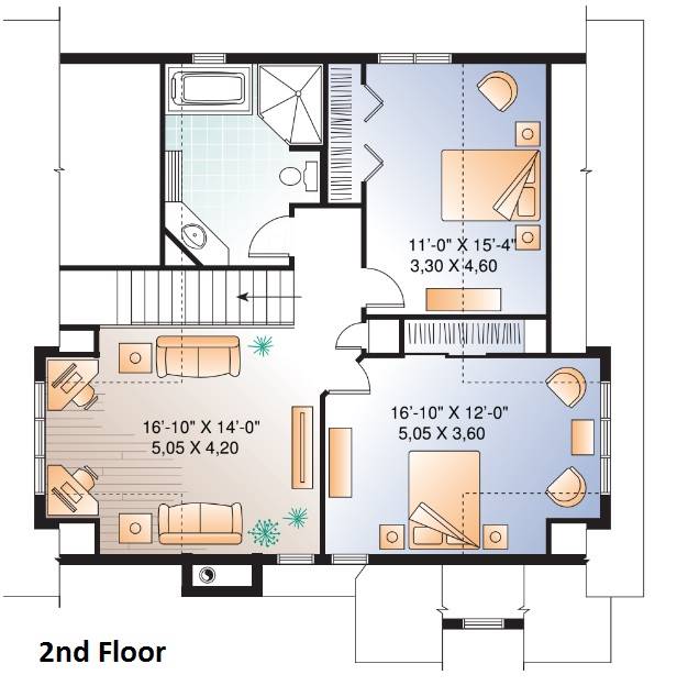 2nd Floor Plan image of The Touchstone 3 House Plan