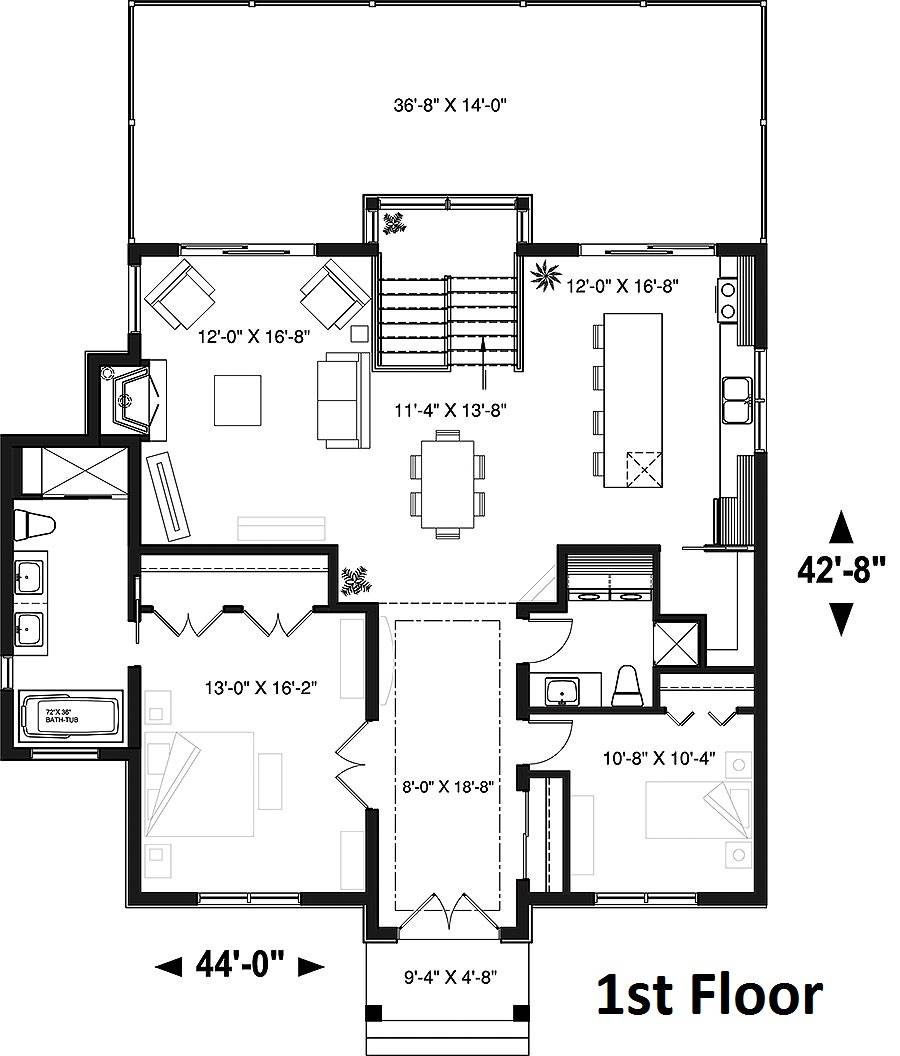1st Floor Plan image of Gleason House Plan