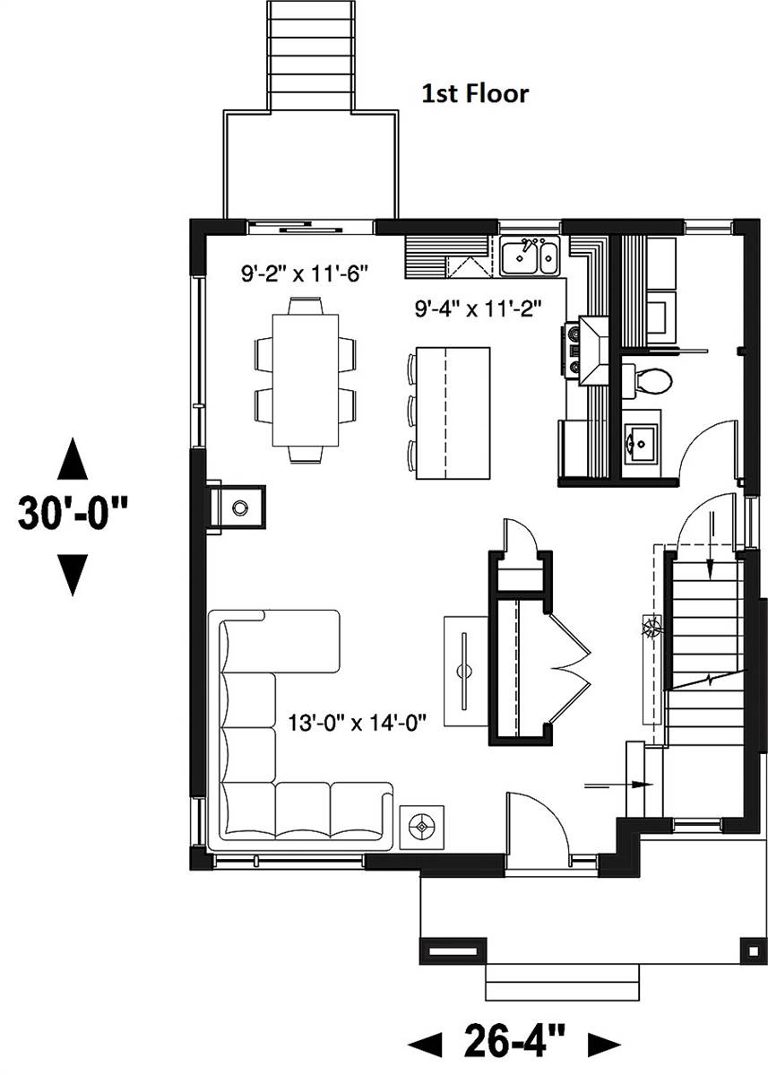 1st Floor Plan image of Levis House Plan