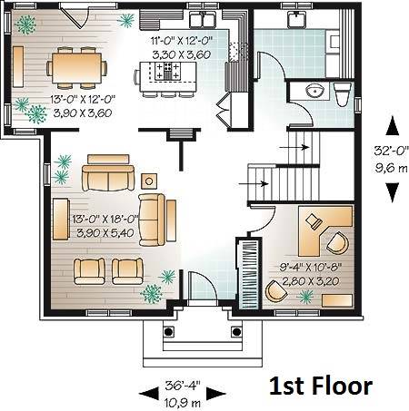 1st Floor Plan image of Langley House Plan