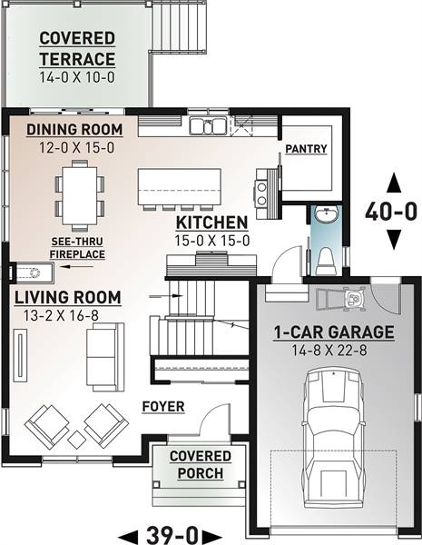 1st Floor Plan image of Frontenac 3 House Plan