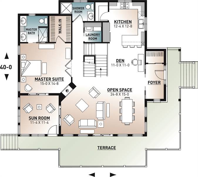 1st Floor Plan image of The Pocono 4 House Plan
