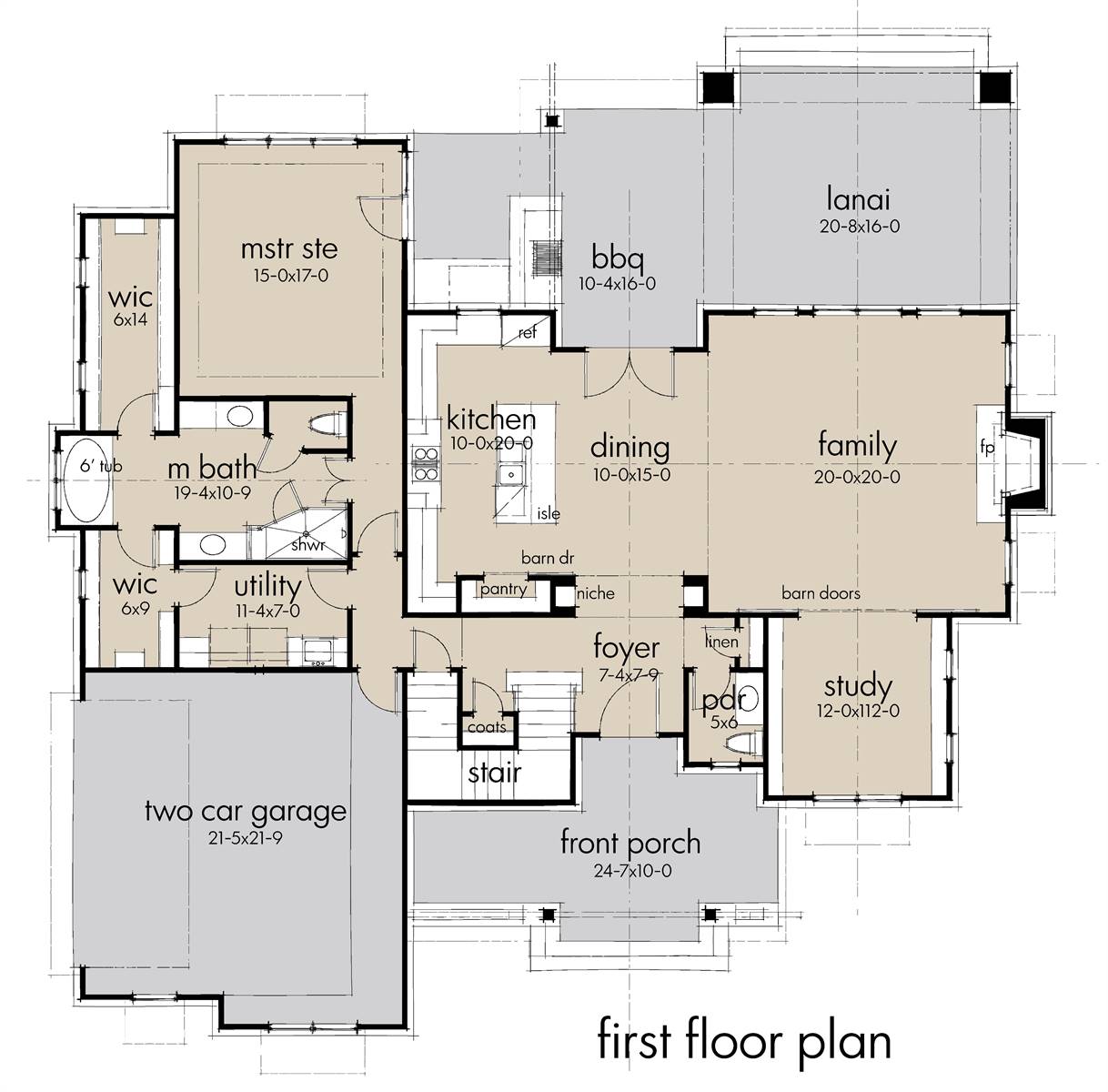 First Floor Plan image of Rolling Wood Hills House Plan
